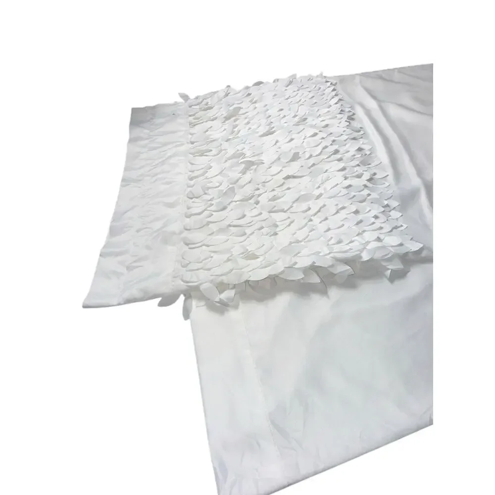 Set of 4 White Leaf Fringe Curtains Panels Drapes 84 Long 3D Unique Style